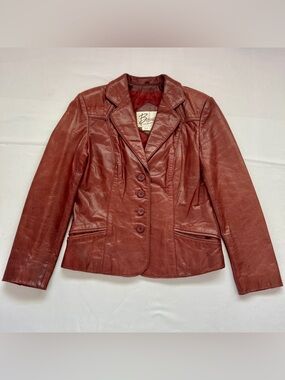 Vintage Berman’s Lamb Skin Brown Leather Jacket Cropped Made In Korea - 10